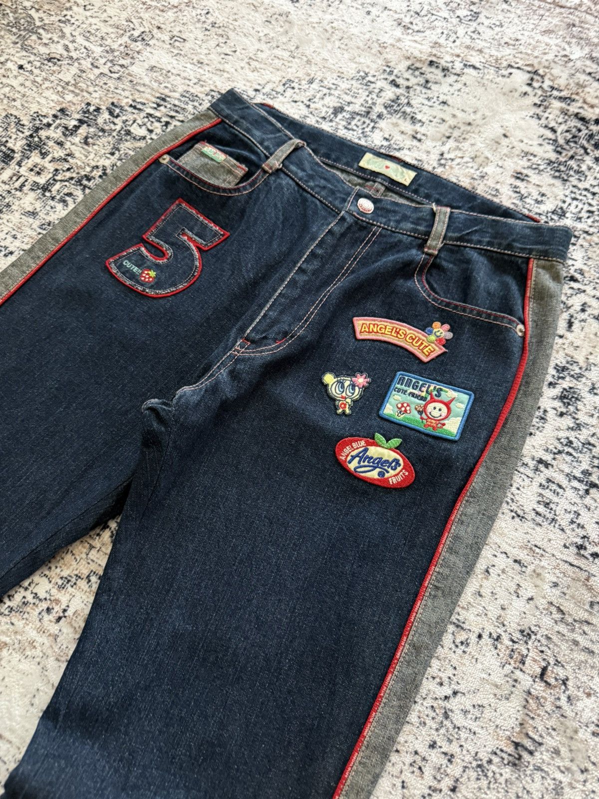 Hysteric Glamour 2000s Angel Blue Kawaii Side Panel Patched Flared Jeans Y2K Size US 28 / EU 44 - 5 Thumbnail