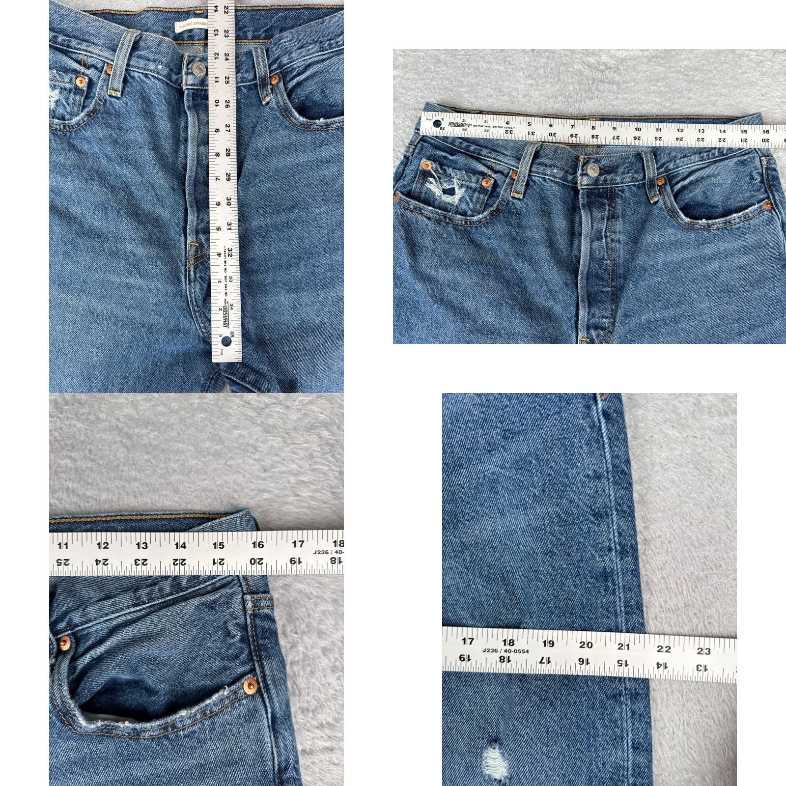 Levi's Levi's Premium Jeans Women 32 Blue Distressed Big E Ribcage Straight Ankle 32x27 Jeans Womens Blue Distressed 90s Retro Pant Levi's Size 24" / US 00 / IT 34 - 9 Thumbnail