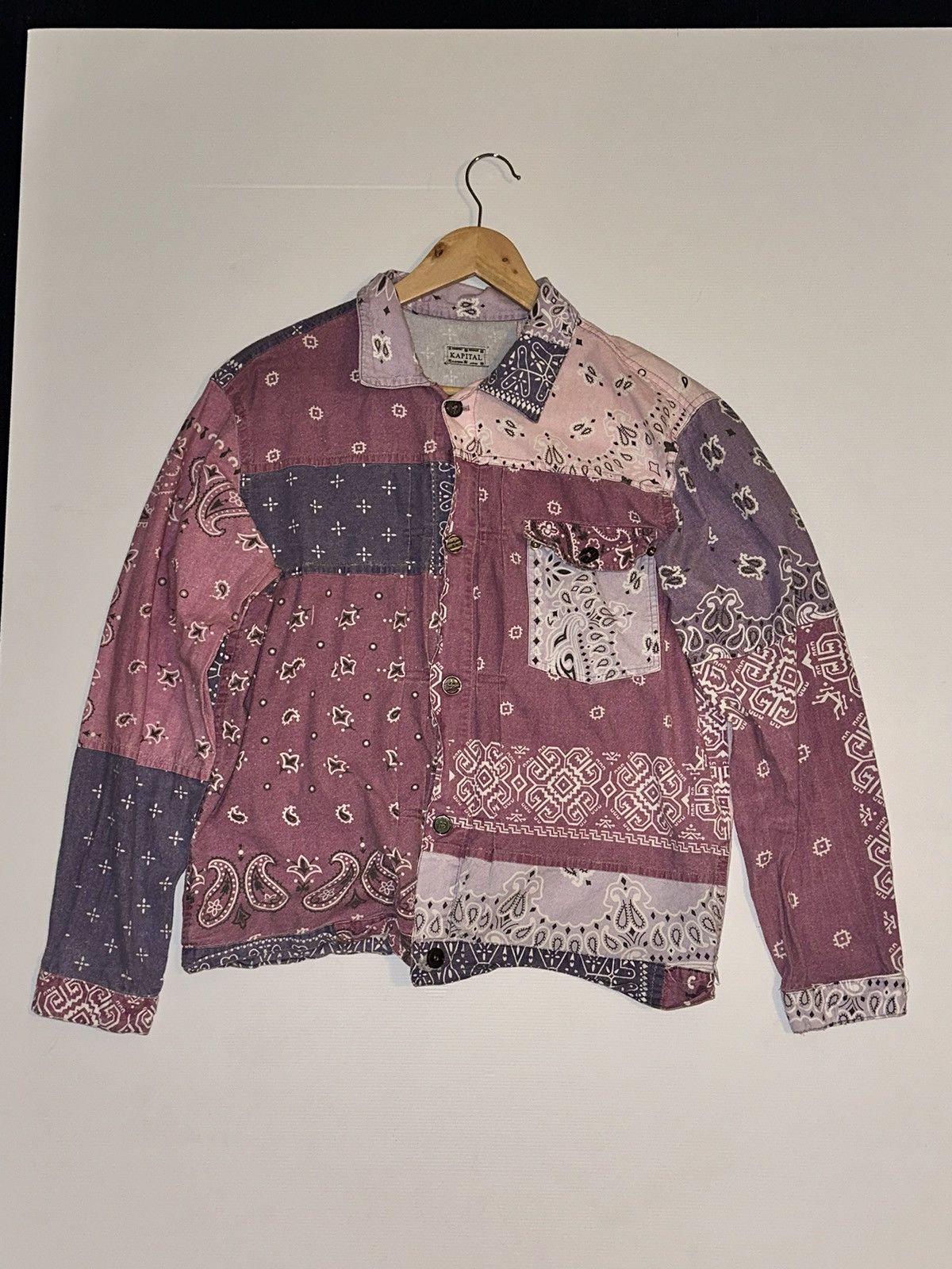 image of Kapital Bandanna Shirt / Jacket in Pink, Men's (Size XL)