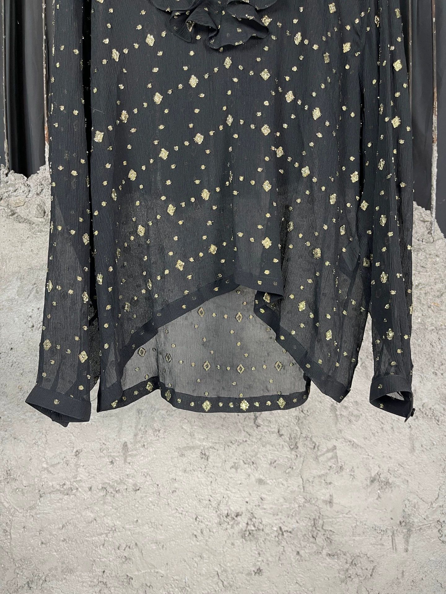 Saint Laurent Paris SLP Women's Heavy Crepe Jacquard Blouse Size 39 Size XS / US 0-2 / IT 36-38 - 4 Thumbnail