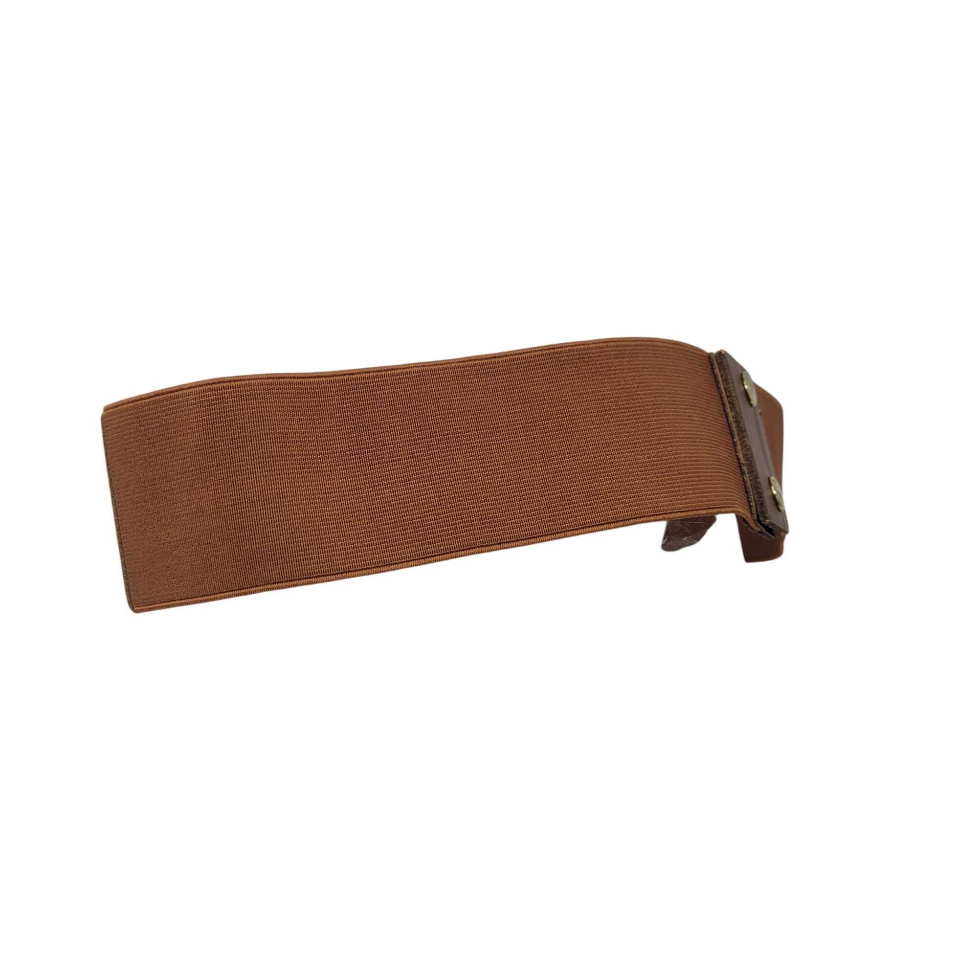 Express Vtg Express Western Wide Brown Leather Stretch Waist Belt Sz Size ONE SIZE - 7 Thumbnail