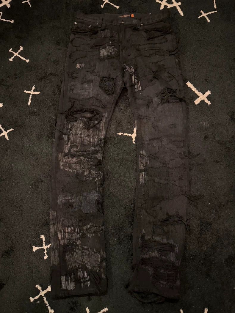 Undercover UNDERCOVER Black Denim Distressed Art Piece Size US 36 / EU 52 - 1 Thumbnail