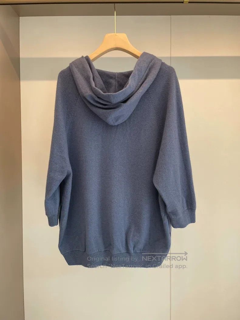 Brunello Cucinelli Brunello Cucinelli Blue Cashmere Zip-Up Hooded Sweater Size M / US 6-8 / IT 42-44 - 2 Thumbnail