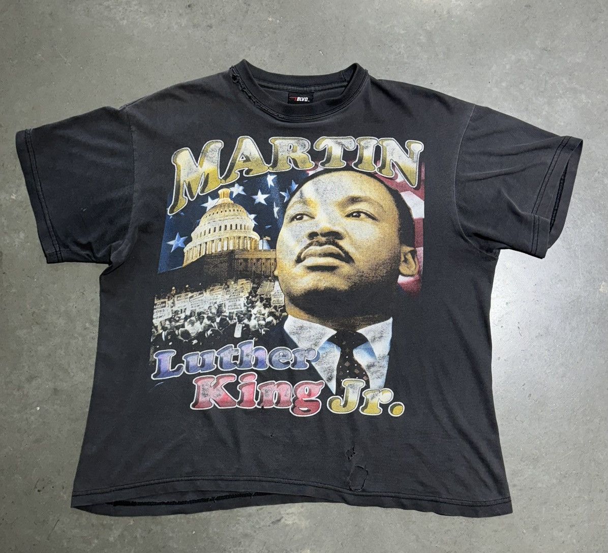 image of Rap Tees x Vintage Martin Luther King Rap Tee in Black, Men's (Size Large)