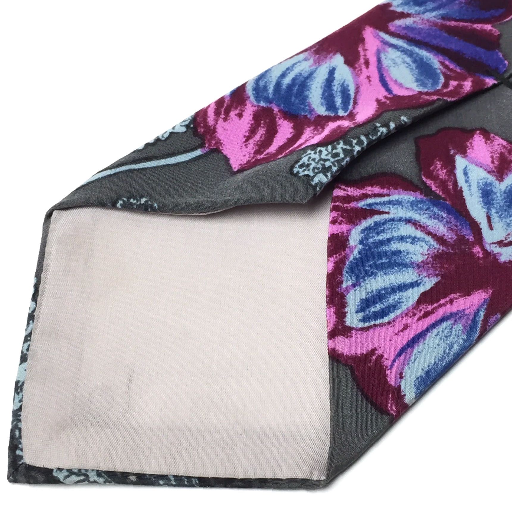 Vintage JT Beckett Necktie 100% Silk Gray Purple Floral Tie Men Classic 58" 3.5" Gray Floral Silk Size ONE SIZE - 6 Thumbnail