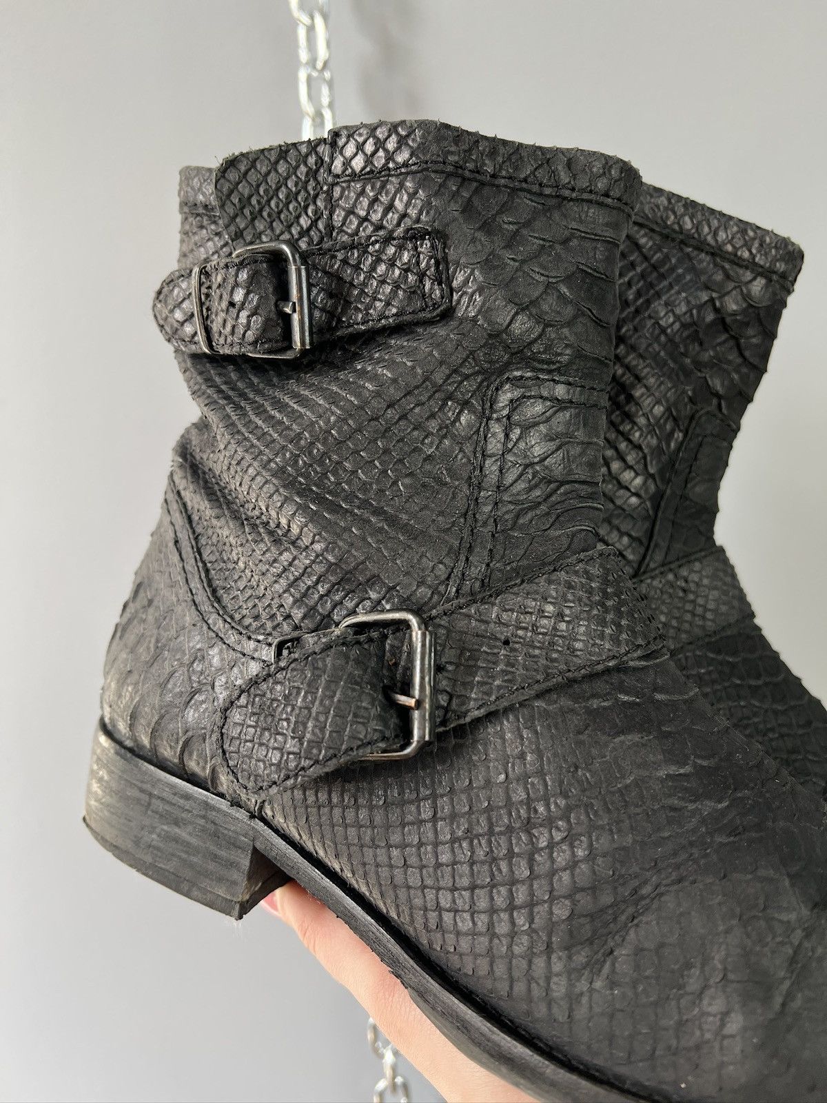 Hedi Slimane Avant garde snake leather y2k gothic artisan boots Size US 8 / EU 41 - 3 Thumbnail