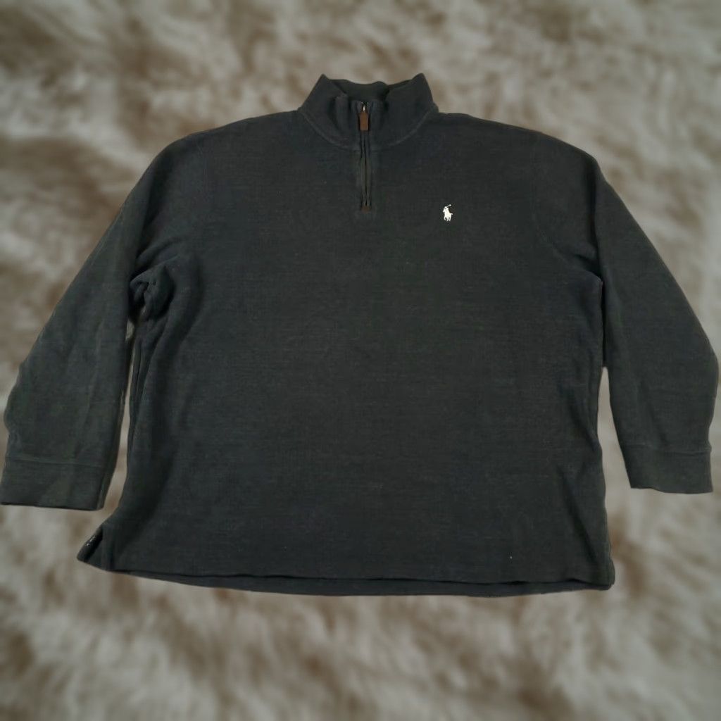 Ralph Lauren VINTAGE Ralph Lauren Sweater Mens 2XL Pullover Knit 1/4 Zip Long Sleeve Gray Casual Formal Outdoor Size US XXL / EU 58 / 5 - 1 Thumbnail