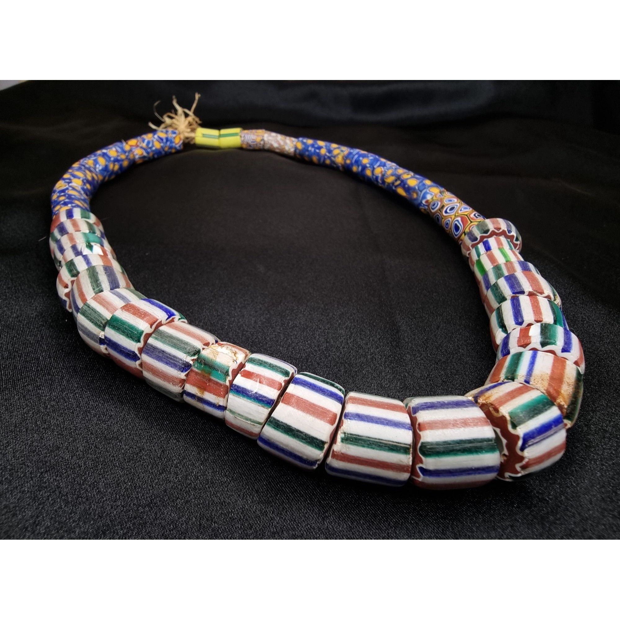 Vintage Antique African Trade Bead Necklace With Chevron & Millefior Size ONE SIZE - 3 Thumbnail