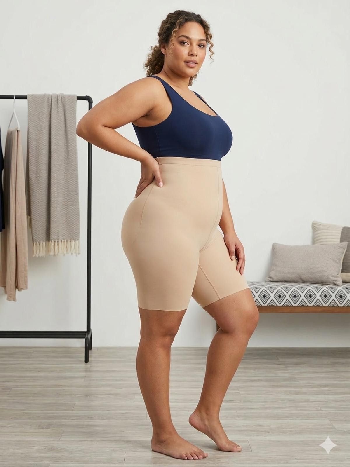 Domenico Spano Spanx High Waist Shaping Shorts in Nude, Size 3X Size 42" / US 20 - 1 Thumbnail