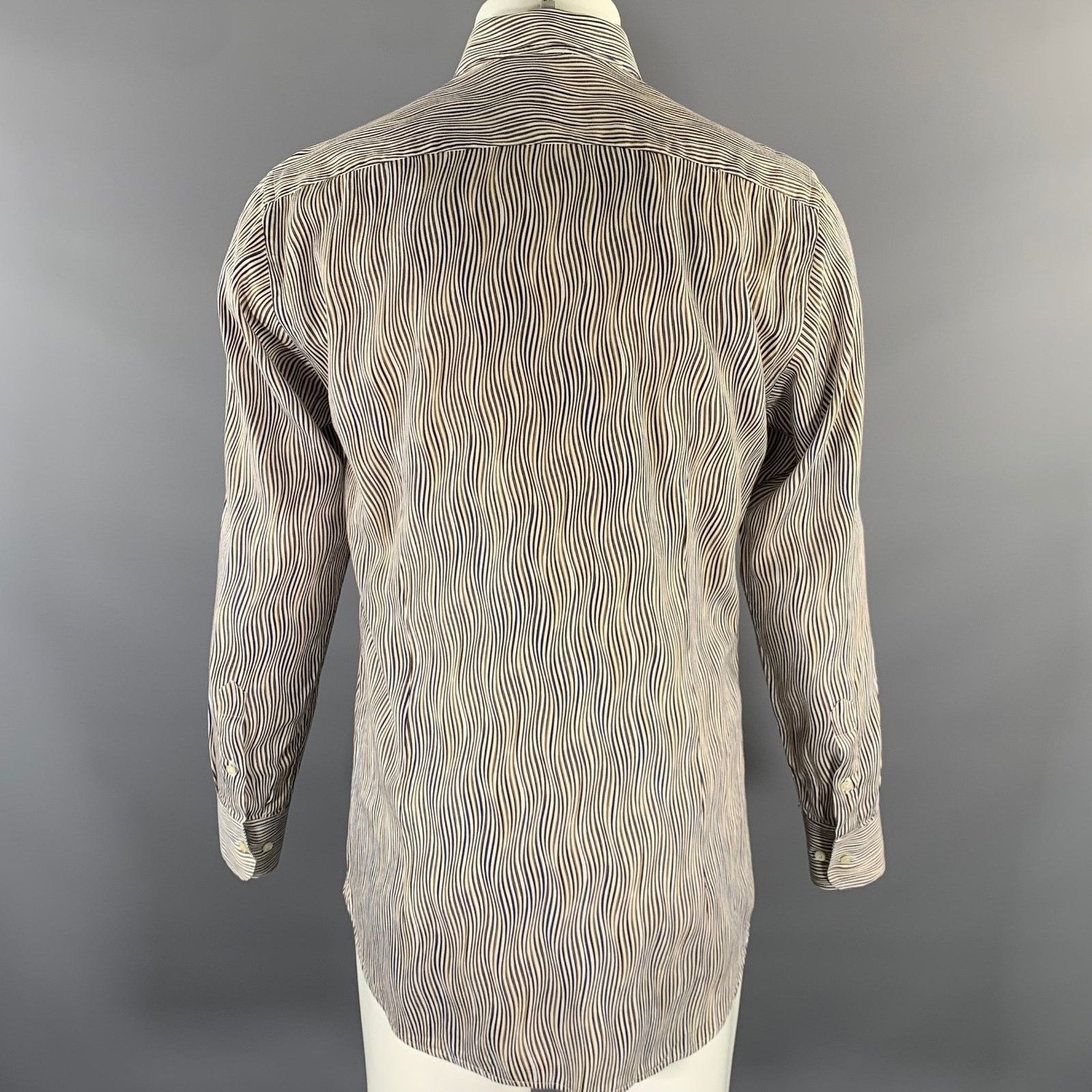 Etro ETRO Size M White Blue Olive Stripe Cotton Long Sleeve Shirt Size US M / EU 48-50 / 2 - 4 Thumbnail