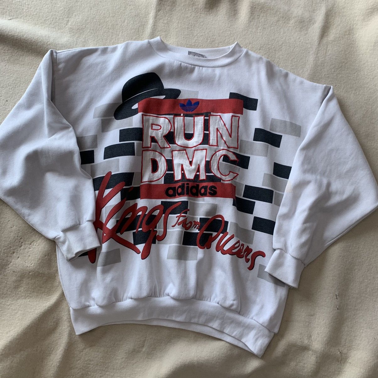 image of 1986 Original Adidas Run Dmc Sweatshirt in White, Men's (Size XL)