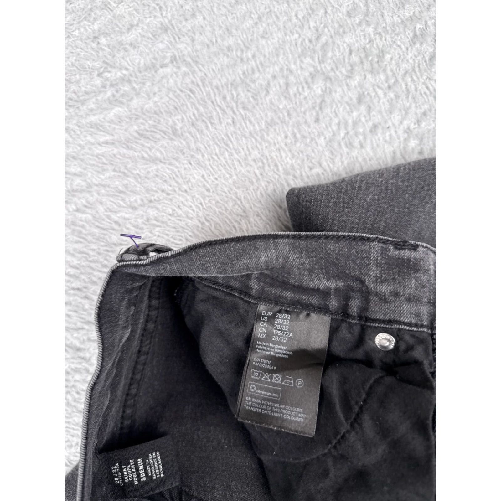 Denime &Denim Jeans Womens 28 Black Skinny Low Rise Stretch Denim Cotton Blend 26x29 5-Pocket Logo Embroidered Button Regular Womens Jeans Size 28" / US 6 / IT 42 - 7 Thumbnail