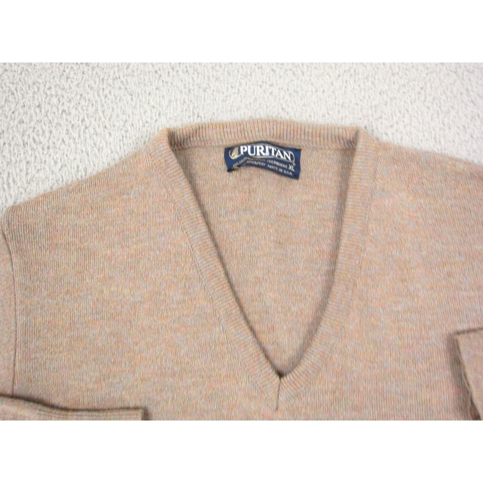 Vintage VINTAGE Puritan Sweater Mens XL Brown V-Neck Made in USA 70s Marl Distressed Pullover Knit Size US XL / EU 56 / 4 - 2 Thumbnail