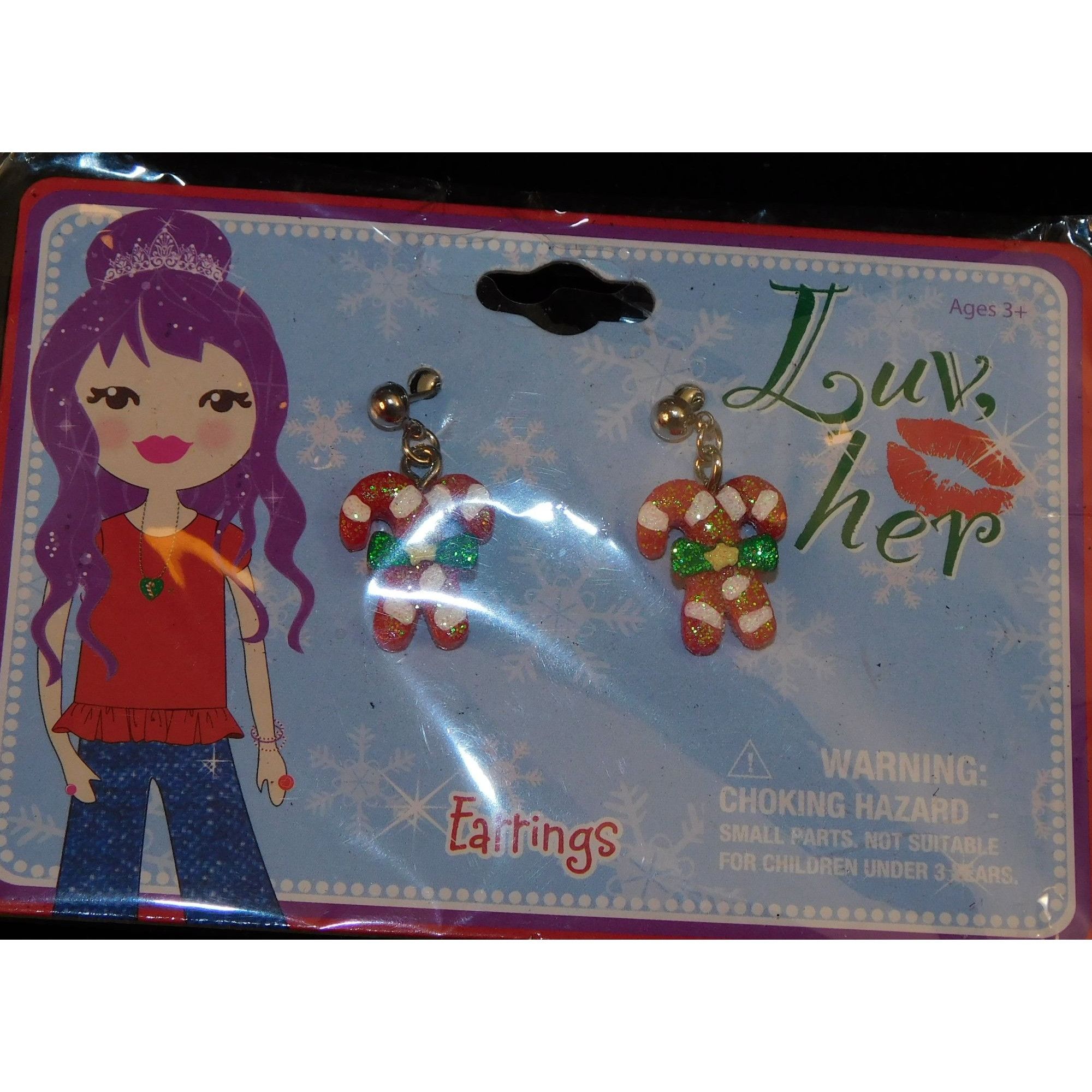 Other Luv Her Candy Cane Glitter Dangle Earrings Size ONE SIZE - 2 Thumbnail