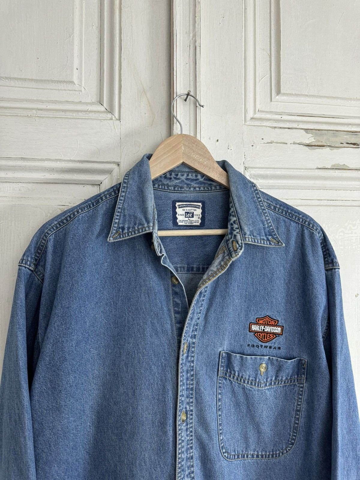 Harley Davidson × Lee × Vintage Lee Harley Davidson Vintage Denim Jeans Shirt Size US L / EU 52-54 / 3 - 4 Thumbnail
