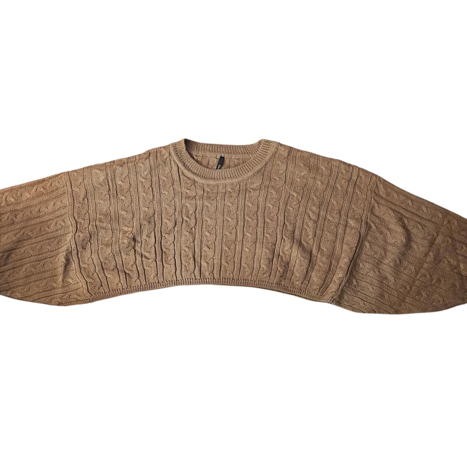 Designer Identity Cropped Cable Knit Sweater Large Size L / US 10 / IT 46 - 5 Thumbnail