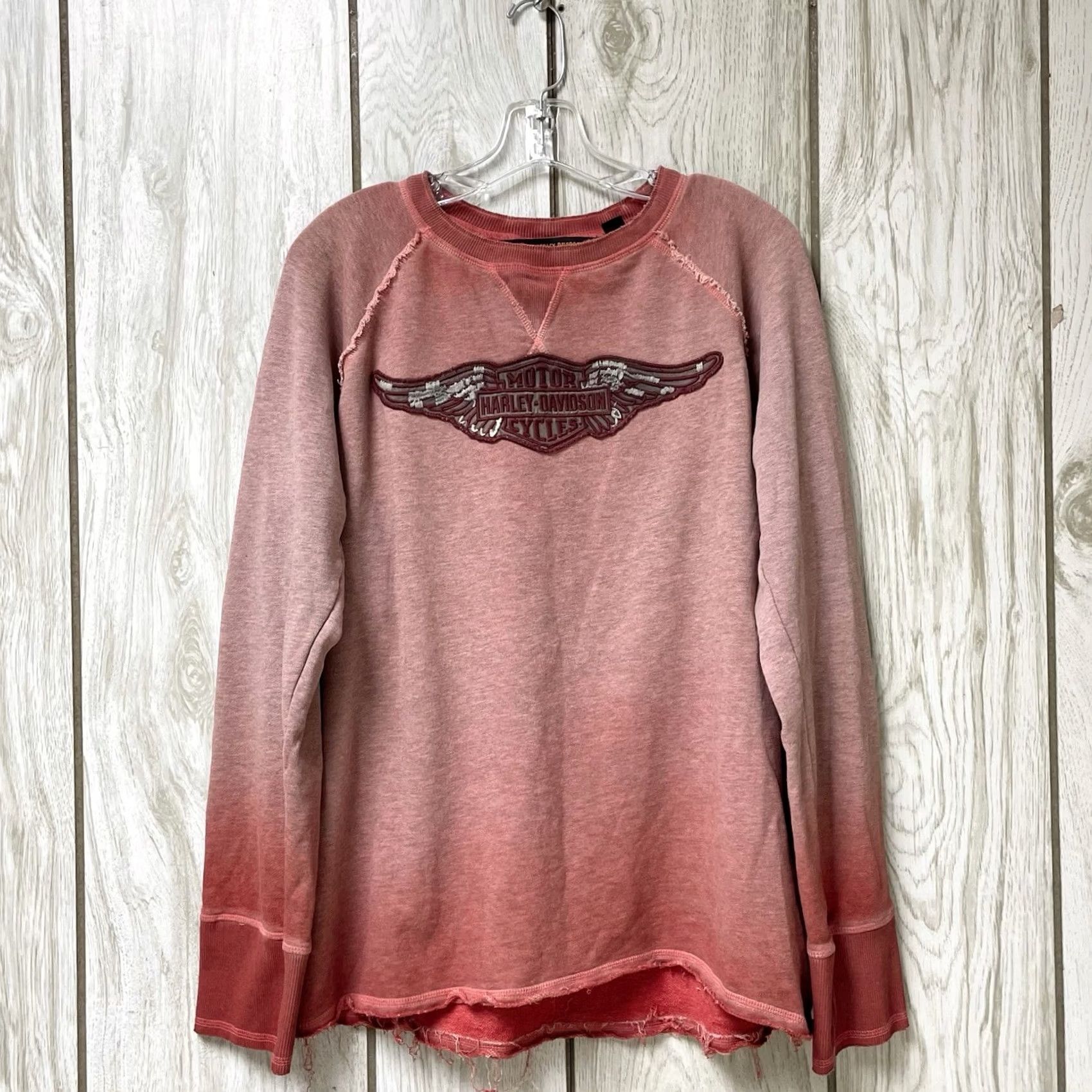Harley Davidson Harley-Davidson Women Raglan Long Sleeve Sweatshirt 2XL Red Ombre Wing B&S Logo Crew Neck Pullover Jacket Style Size XXL / US 16-18 / IT 52-54 - 2 Thumbnail