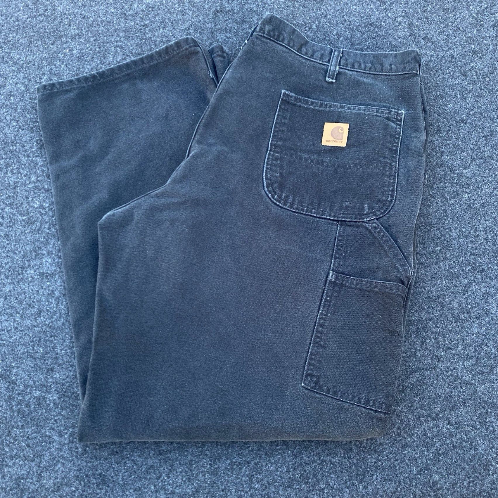 Carhartt Carhartt Pants Mens 40x32 Distressed Black Duck Canvas Baggy Carpenter Skater Pants Mens Black Canvas Carhartt Wide-Leg Relaxed Casual Workwear Size US 40 / EU 56 - 5 Thumbnail