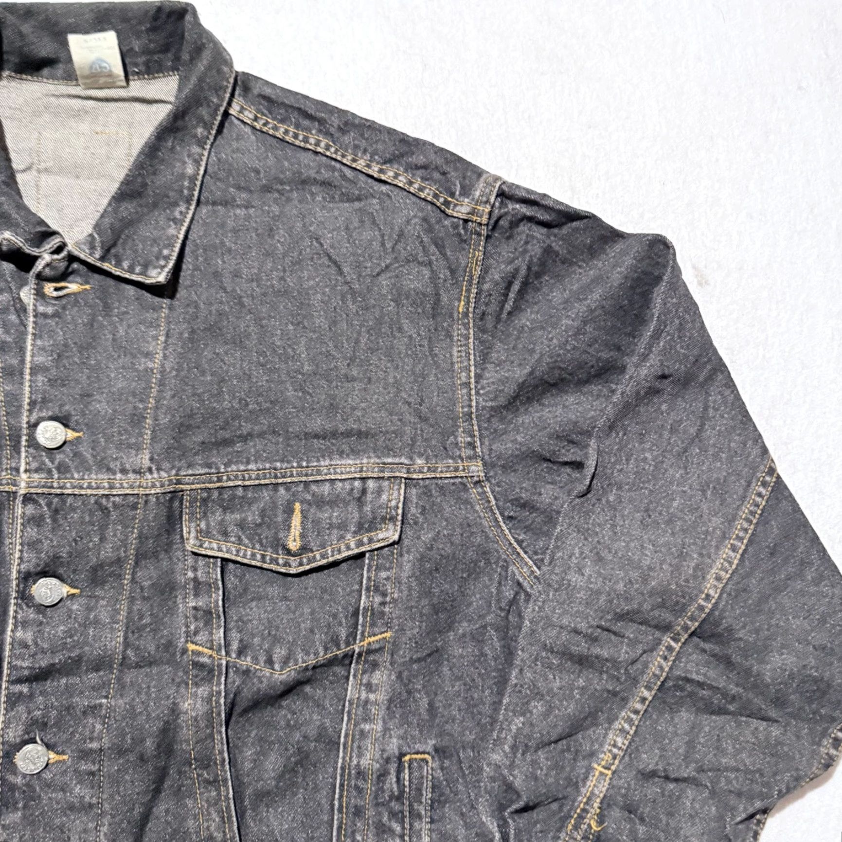 Denime Vintage Cedixsept Trucker Jacket Mens Black Denim Boxy Biker - 2XL Size US XXL / EU 58 / 5 - 4 Thumbnail