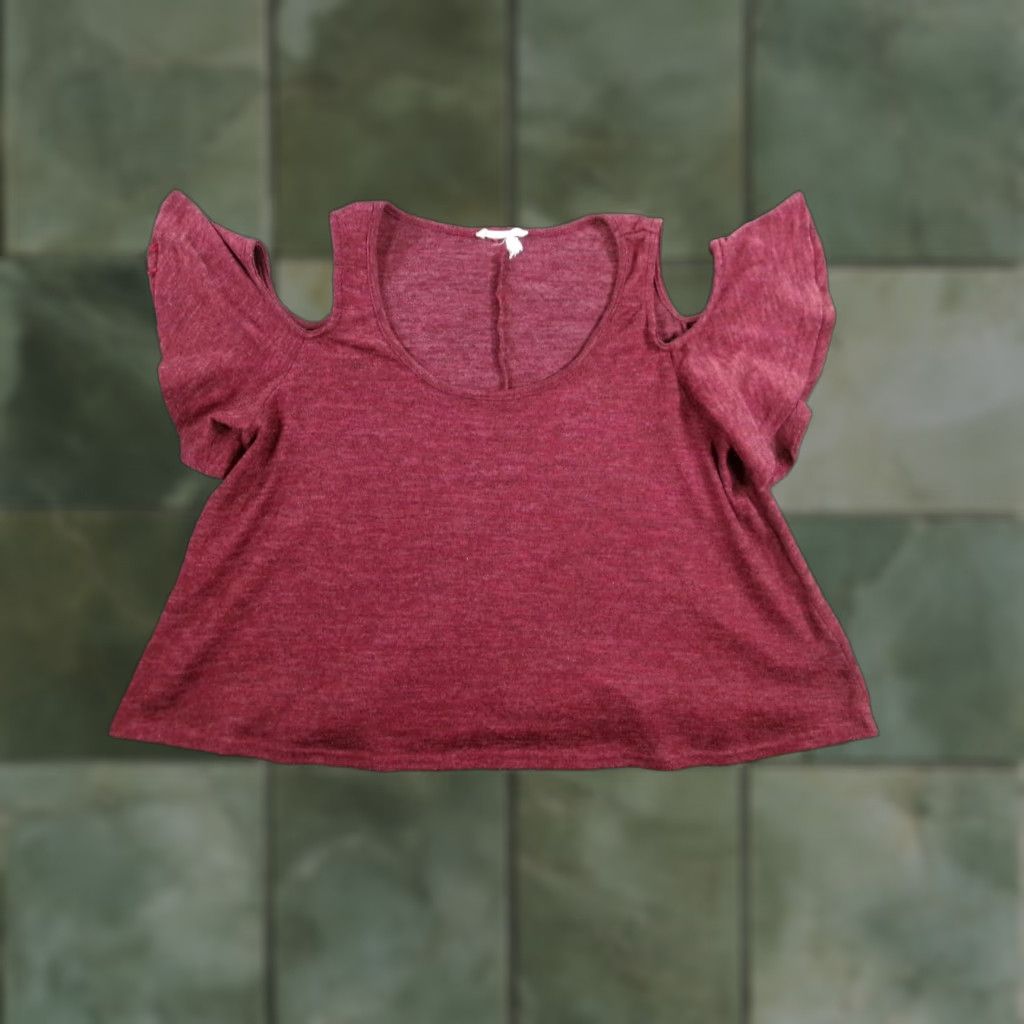 Vintage It Girl Top Womens L Maroon Heathered Cold Shoulder Cutouts Casual Chic Shirt Womens L Maroon Heathered Cold Shoulder Cutouts Casual Chic Size L / US 10 / IT 46 - 1 Thumbnail