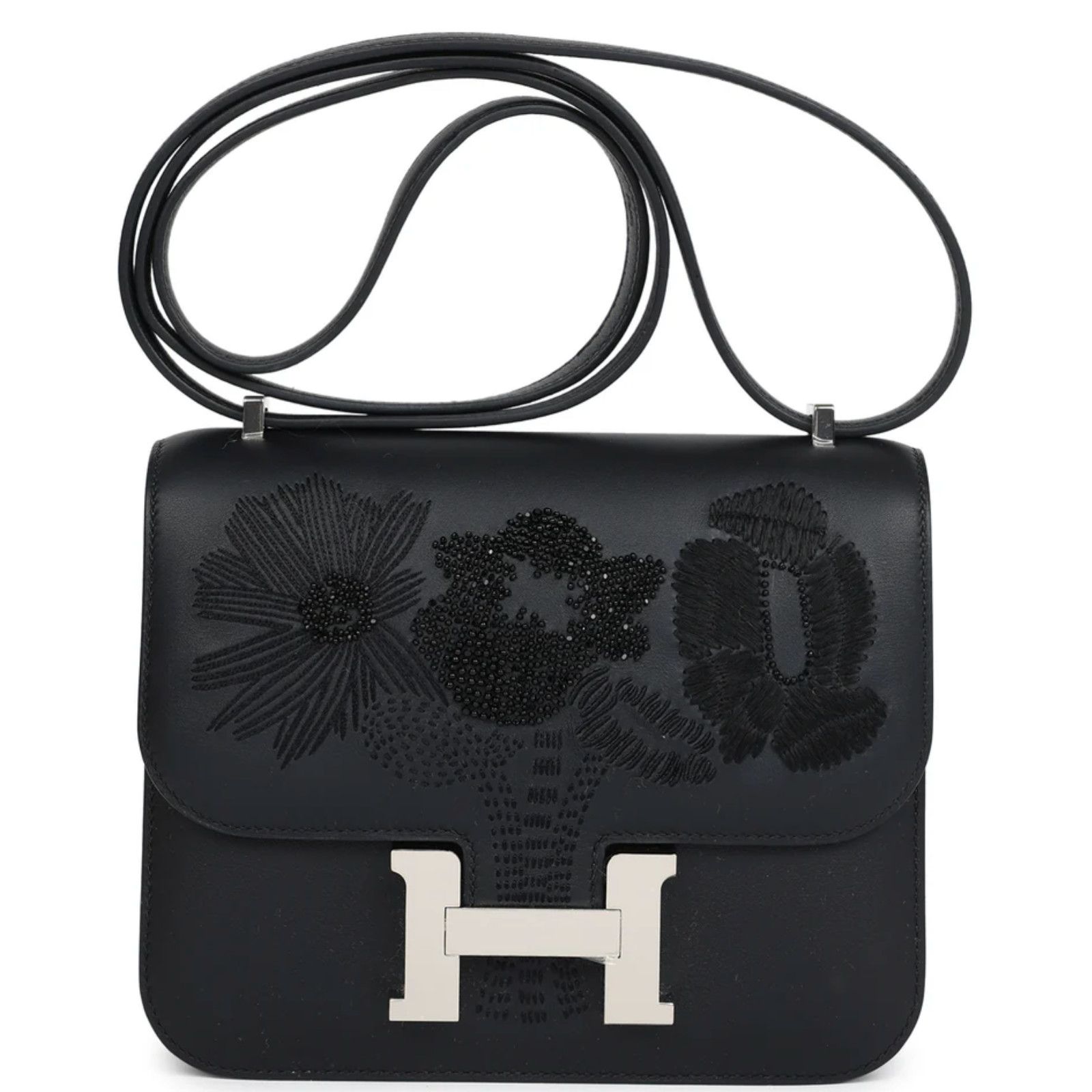 Hermes Hermes Constance Black Embroidered Palladium Hardware Bag Size ONE SIZE - 1 Thumbnail