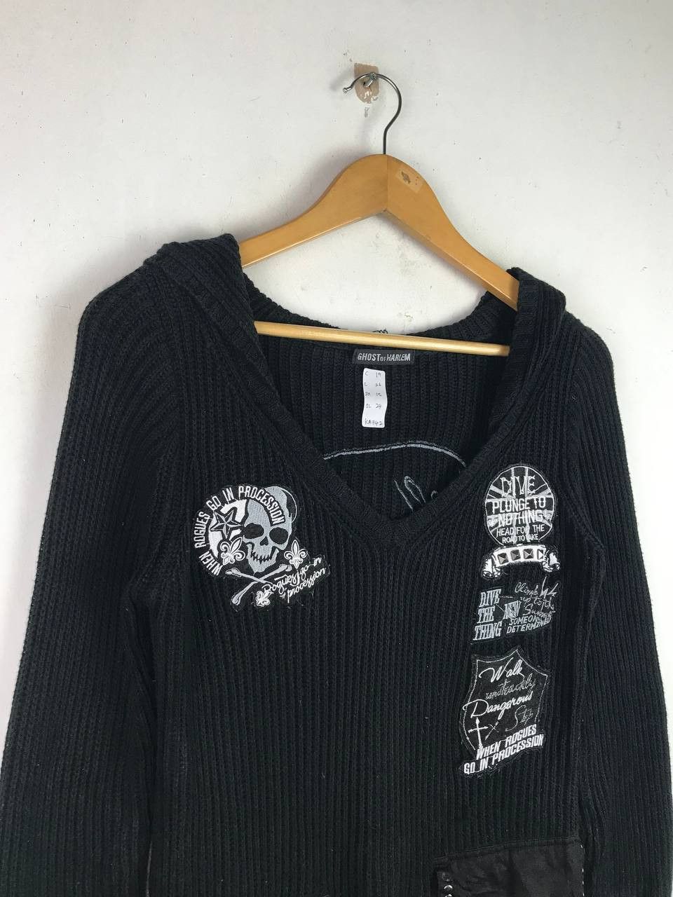 If Six Was Nine × Le Grande Bleu (L.G.B.) × Vintage Vintage Ghost Of Harlem Rare Design Knit Hoodie Size US M / EU 48-50 / 2 - 7 Thumbnail