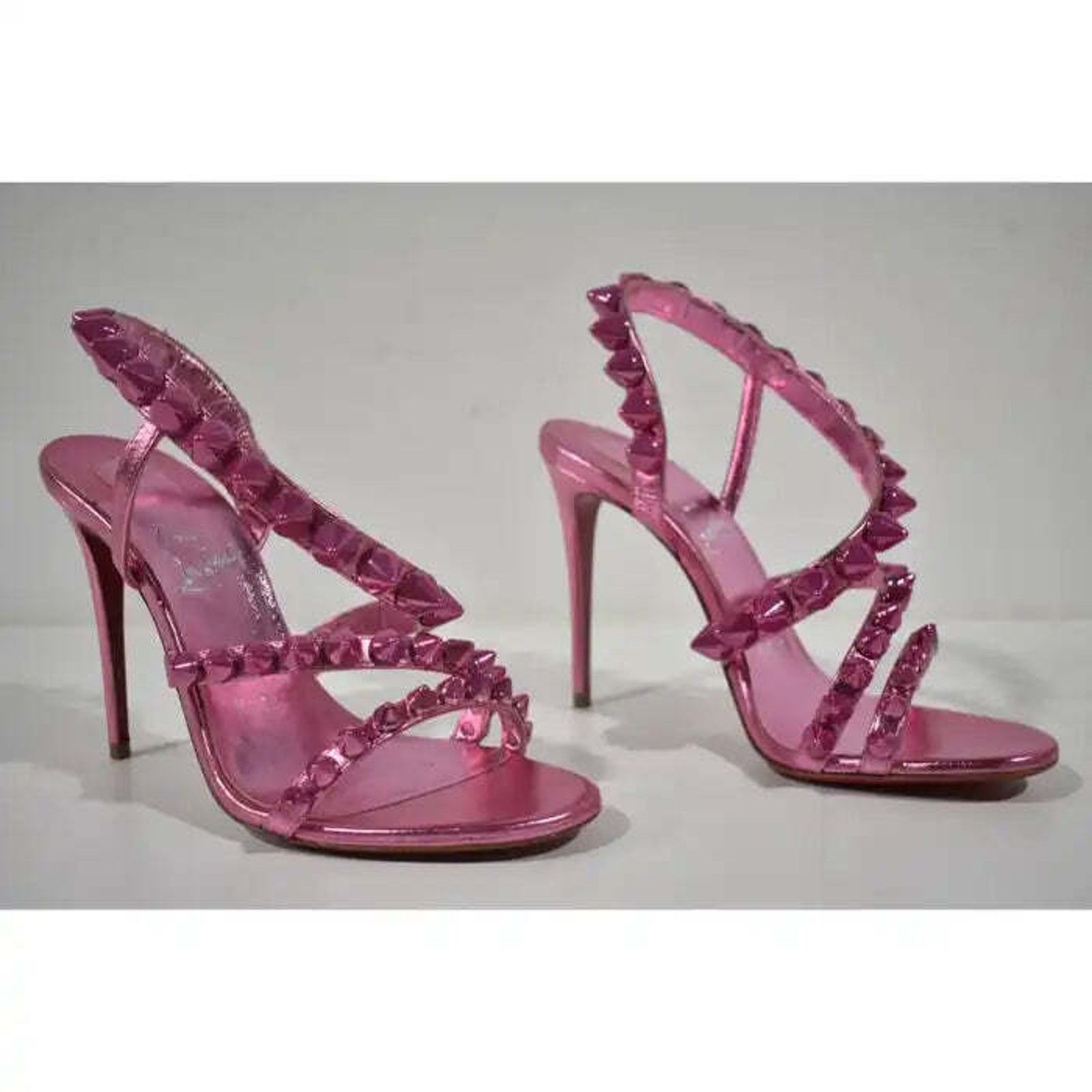 Christian Louboutin Spikita Strap 100 Confettis Pink Strappy Sandal Heel Pump 36 Size US 6 / IT 36 - 4 Thumbnail