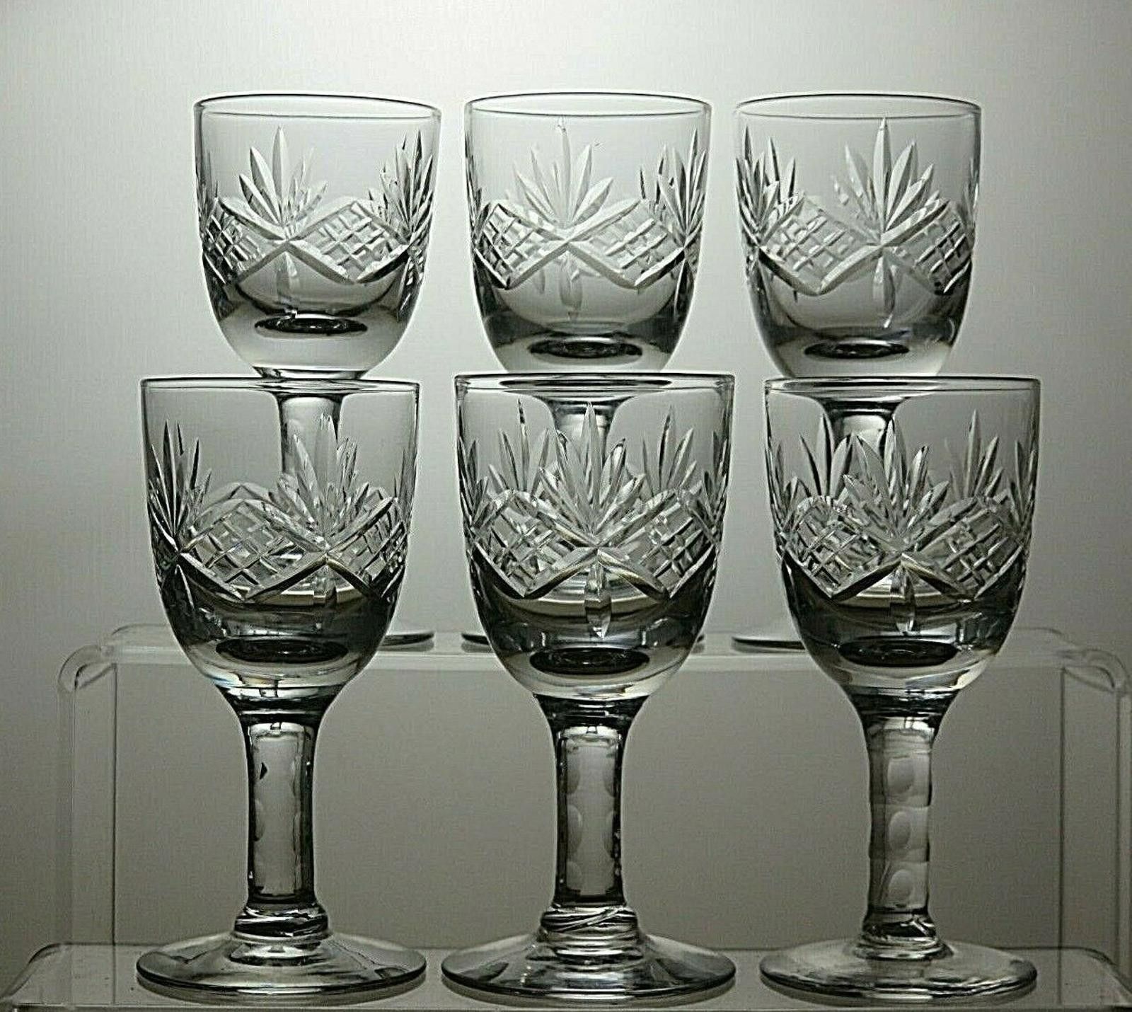 Starter Stuart Crystal Cut Stem Set Of 6 Sherry Glasses 4 1/2" Size ONE SIZE - 2 Thumbnail