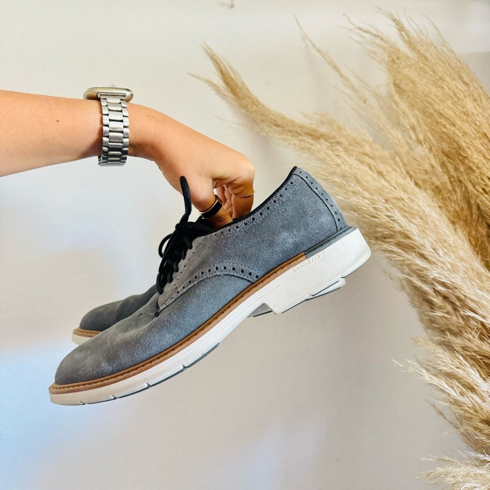 Cole Haan COLE HAAN Soft Blue Suede Leather White Black Derby Oxford Size US 8.5 / EU 41-42 - 5 Thumbnail