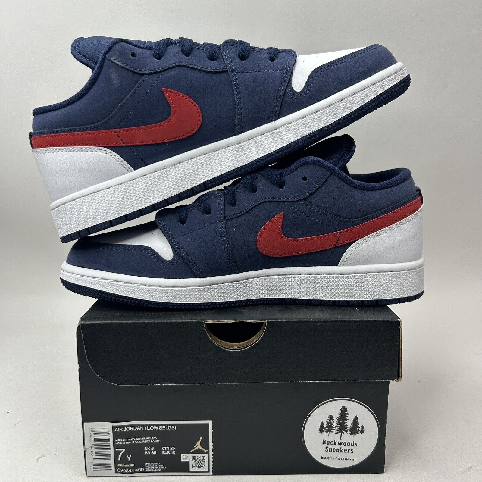 Nike Nike Air Jordan 1 Retro Low SE “USA/Navy Red” 2023 Size US 8.5 / IT 38.5 - 3 Thumbnail