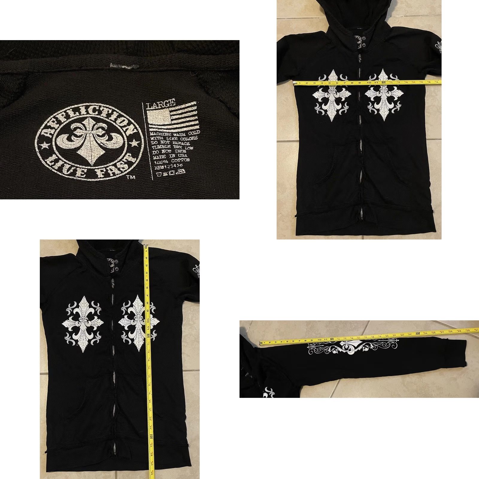 Tapout Vtg Tapout Cross Hoodie L Slim Black Unisex Adults 90s Grunge Biker Punk Riot Zip Full Zip Hooded Pockets Studded Rhinestone Size US L / EU 52-54 / 3 - 10 Thumbnail
