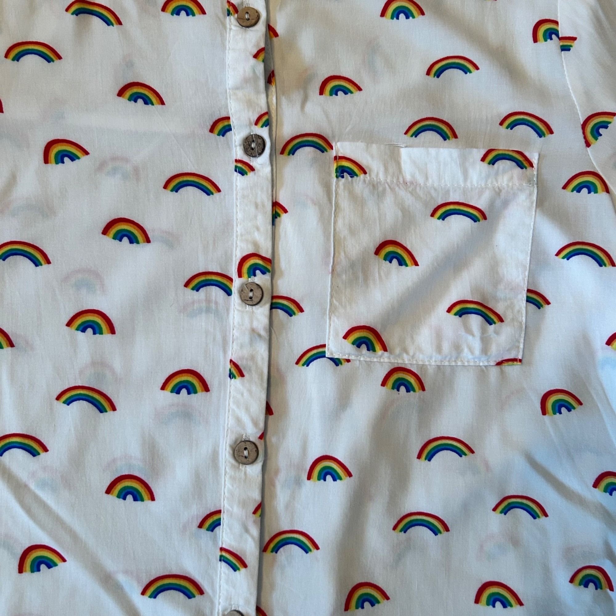 Other Love Notes Novelty Rainbow Print Semi Cropped Button Up Shir Size S / US 4 / IT 40 - 4 Thumbnail