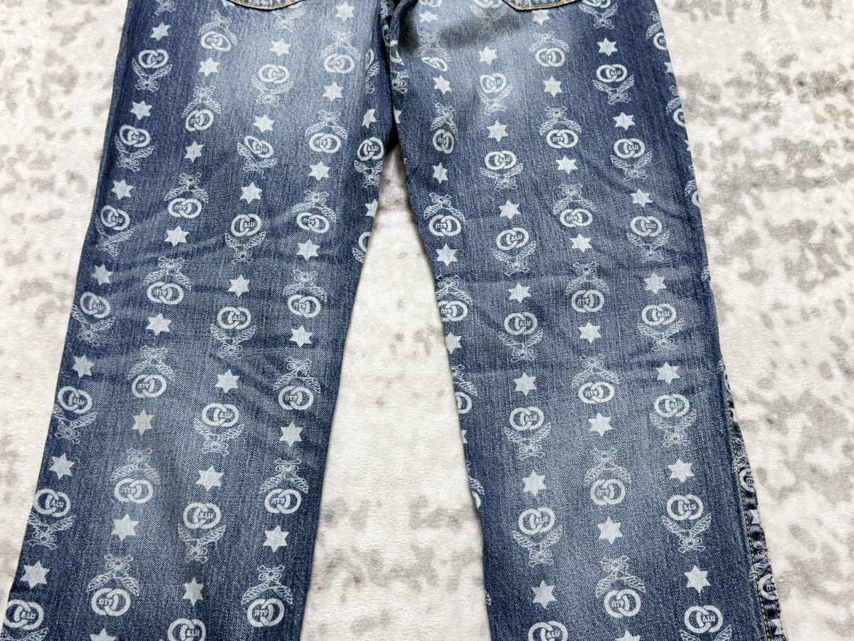 If Six Was Nine Co & Lu Washed All Over Monogram Full Print Denim Jeans Size US 31 - 11 Thumbnail