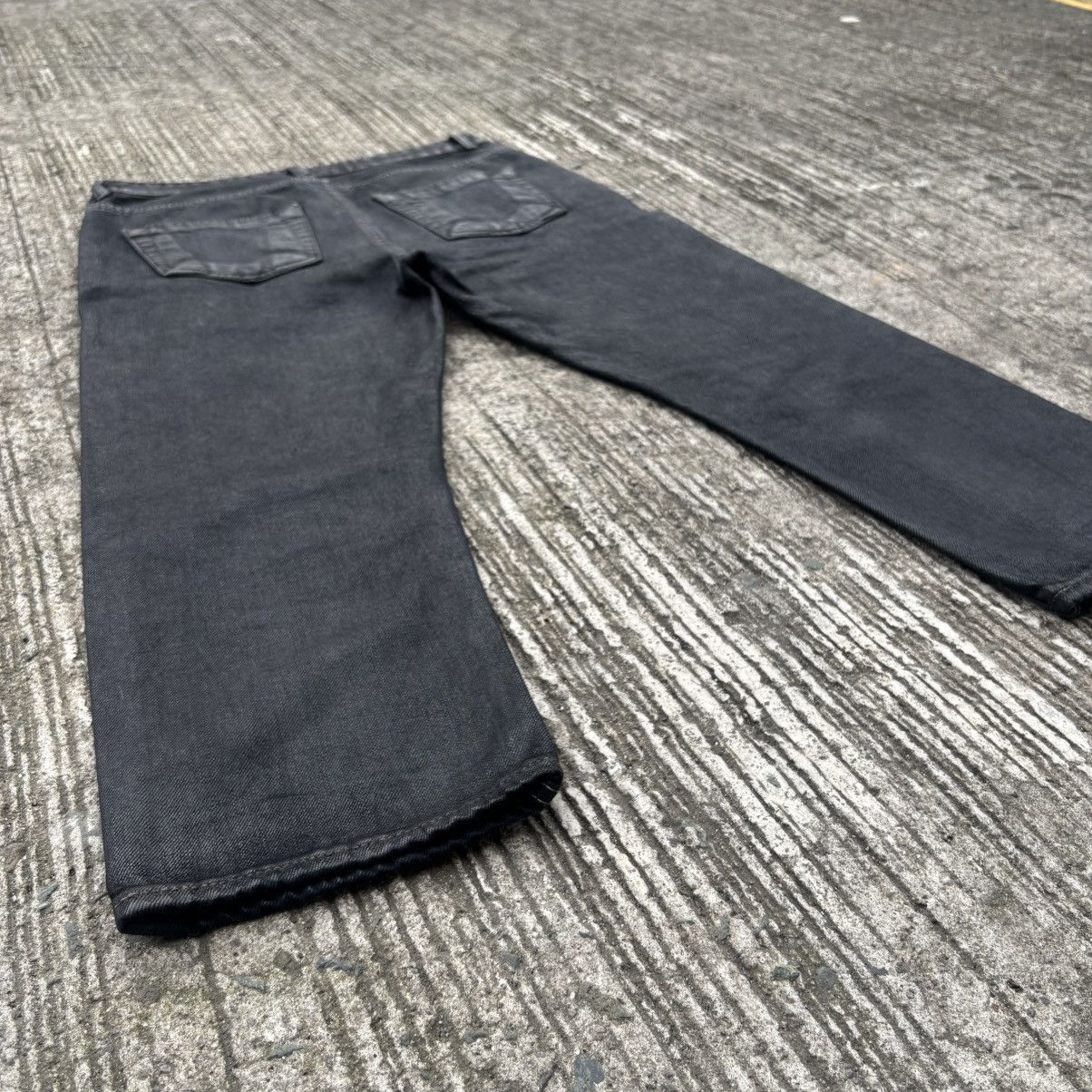 Rick Owens Drkshdw Rick Owens DRKSHDW Detroit Black Wax Cropped Cut Jeans Size US 31 - 14 Thumbnail