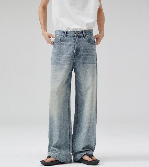 Jean American high street baggy light blue whisker jeans Size US 32 / EU 48 - 1 Thumbnail