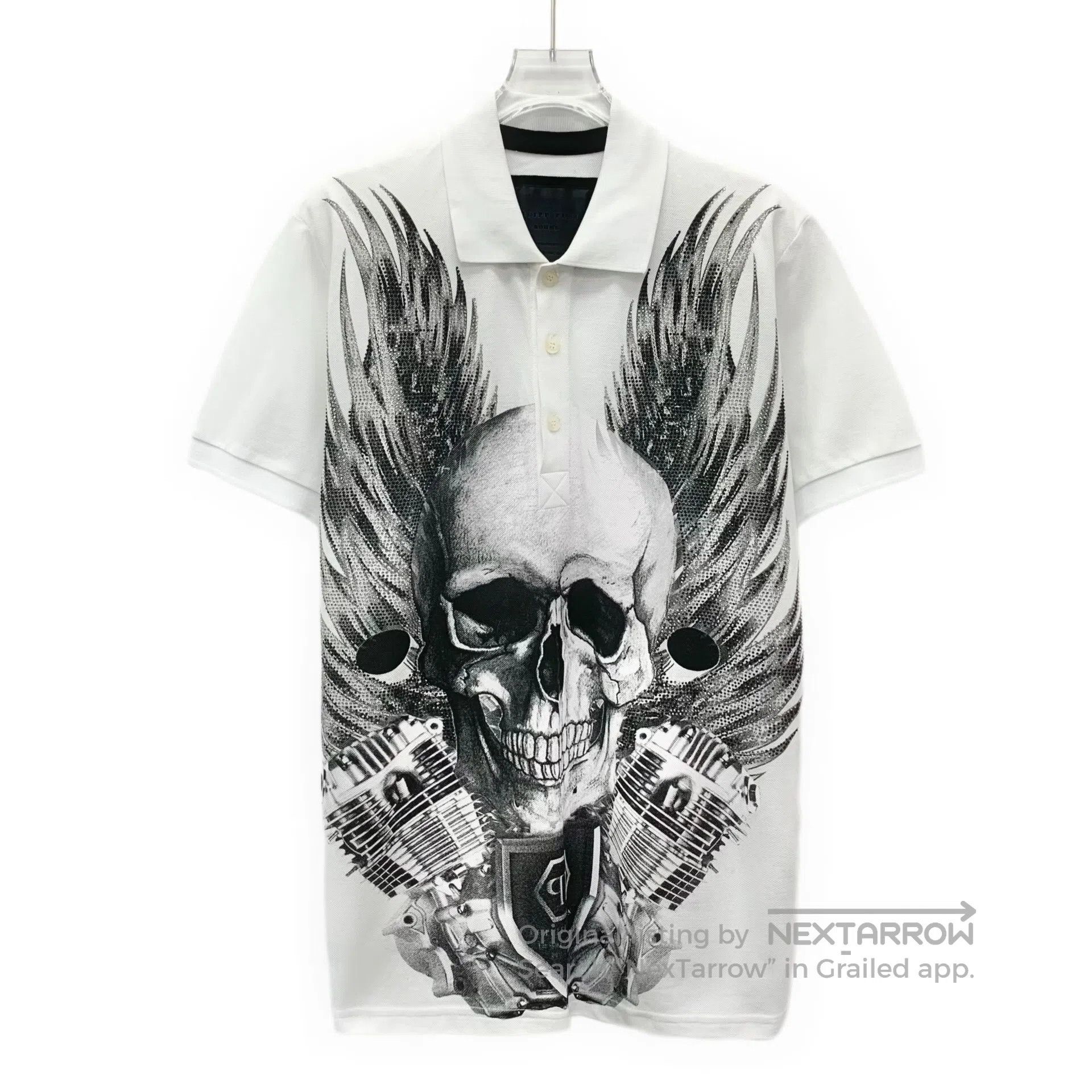 Philipp Plein Philipp Plein White Skull Printed Cotton Collar Single Bre Size US L / EU 52-54 / 3 - 1 Thumbnail