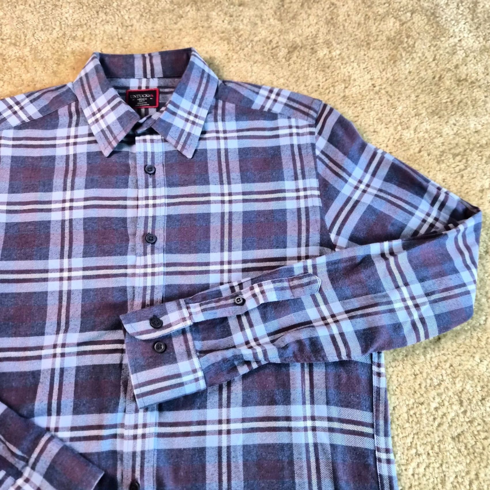 UNTUCKit UNTUCKit Shirt Mens Medium Slim Fit Flannel Button-Up Purple Plaid Long Sleeve G006 Size US M / EU 48-50 / 2 - 2 Thumbnail