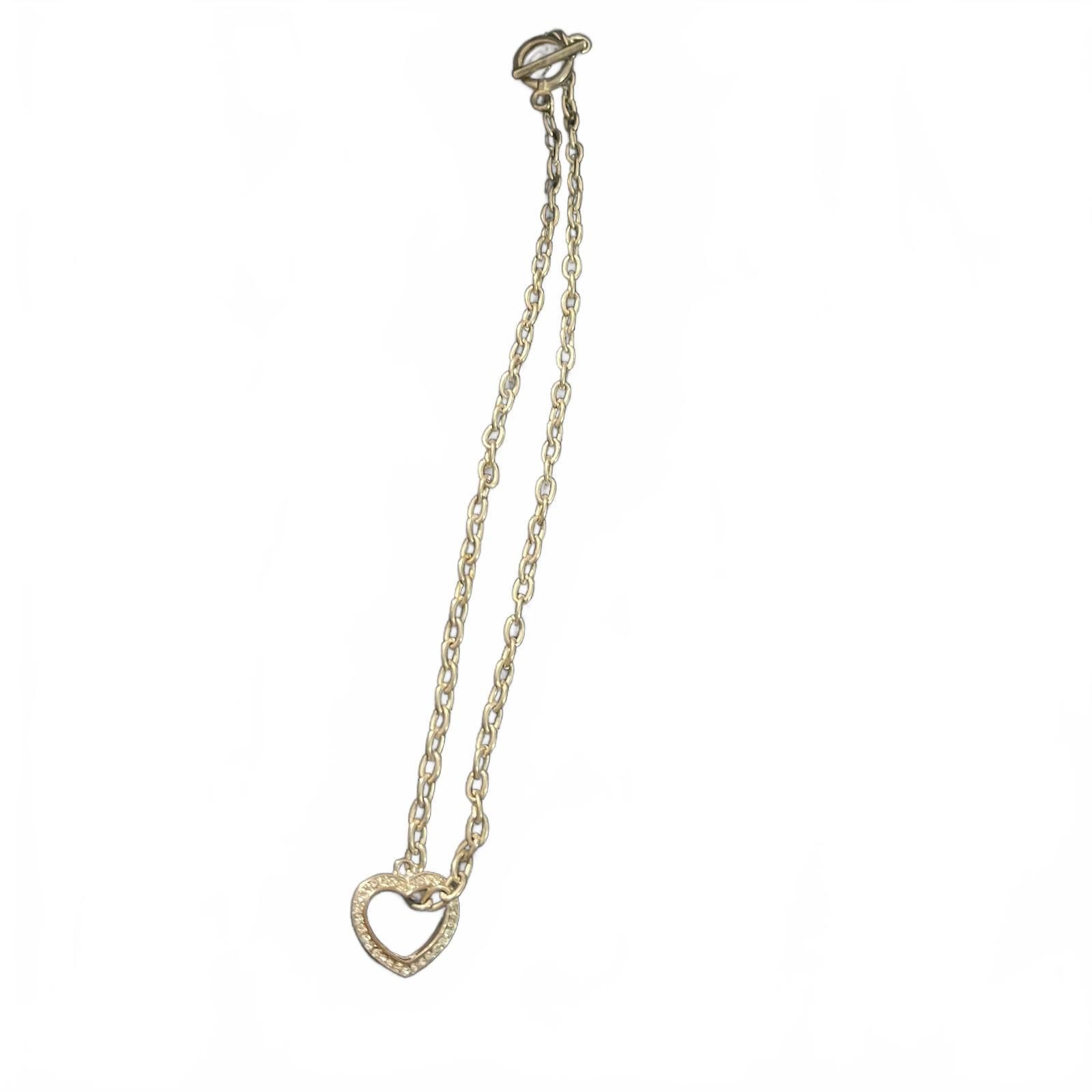 Unknown London Silver Heart Pendant Chain Necklace with Toggle Clasp Size ONE SIZE - 1 Thumbnail