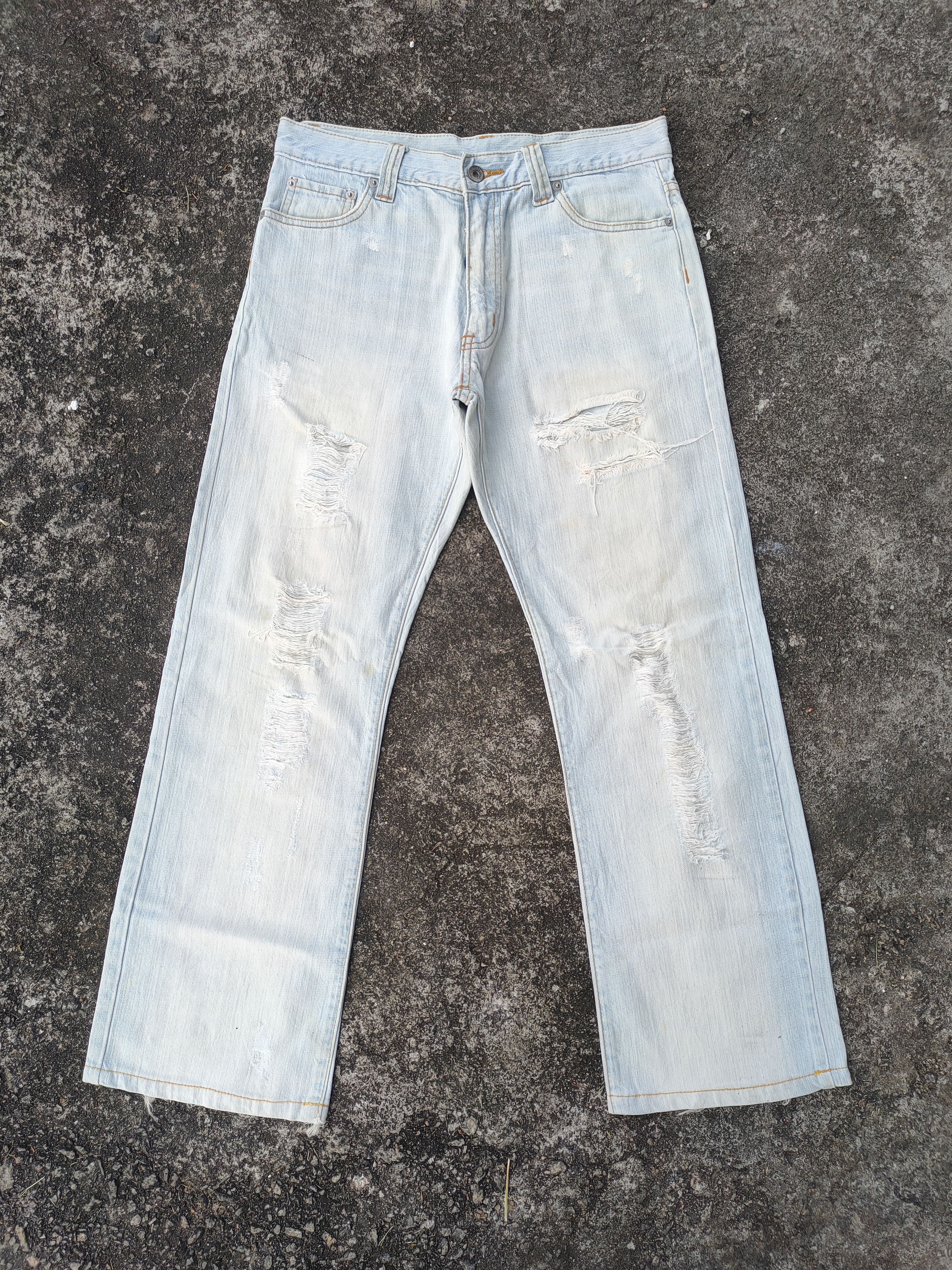 Japanese Brand × Jean × Vintage VINTAGE SEMANTIC DESIGN FLARE RIPPED LIGHT BLUE JEANS PANTS Size US 31 - 1 Thumbnail
