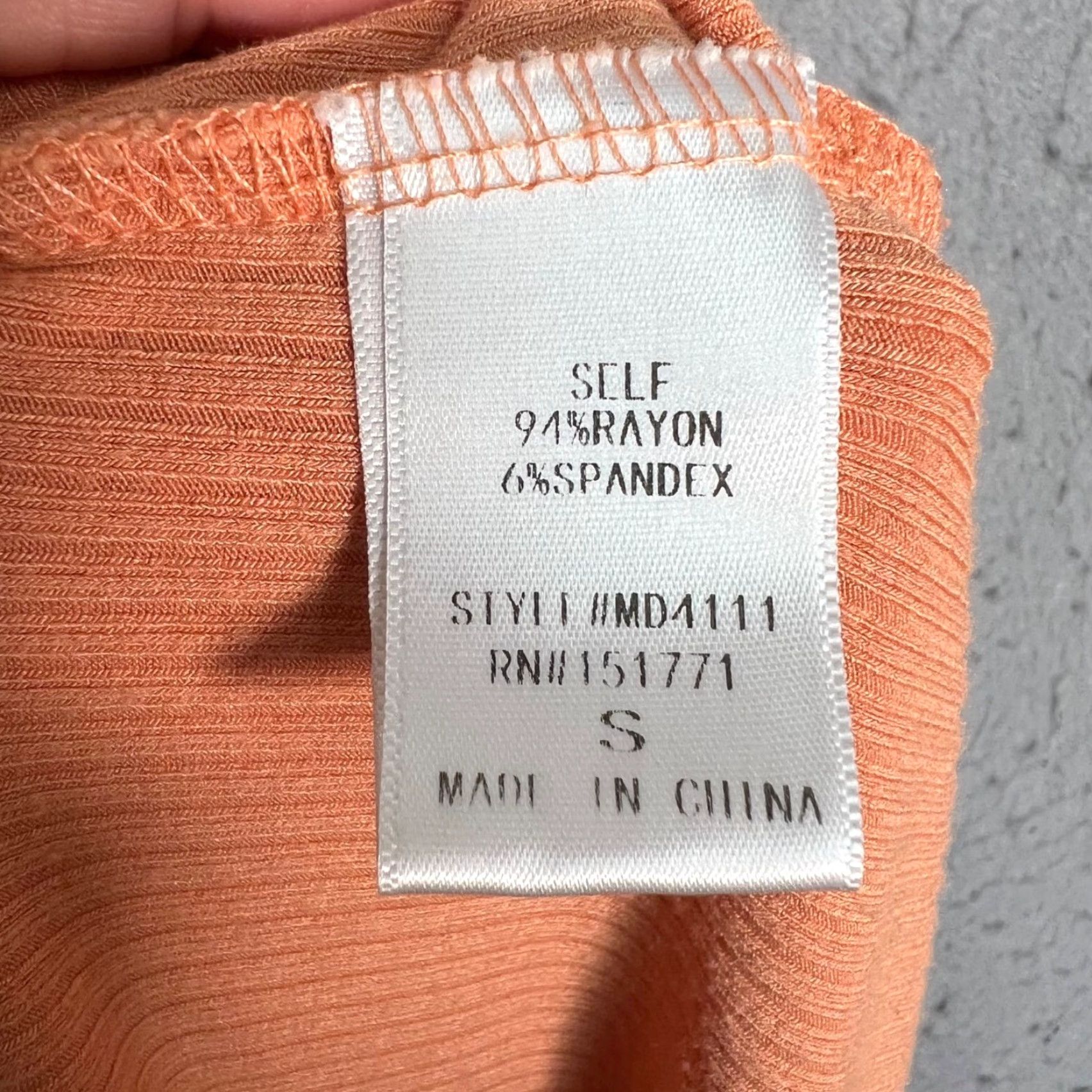 Vintage Le Lis Collection Maxi Dress Sleeveless Orange Ruched Ribbed Ladies S Small Summer Rayon/Spandex Size S / US 4 / IT 40 - 4 Thumbnail