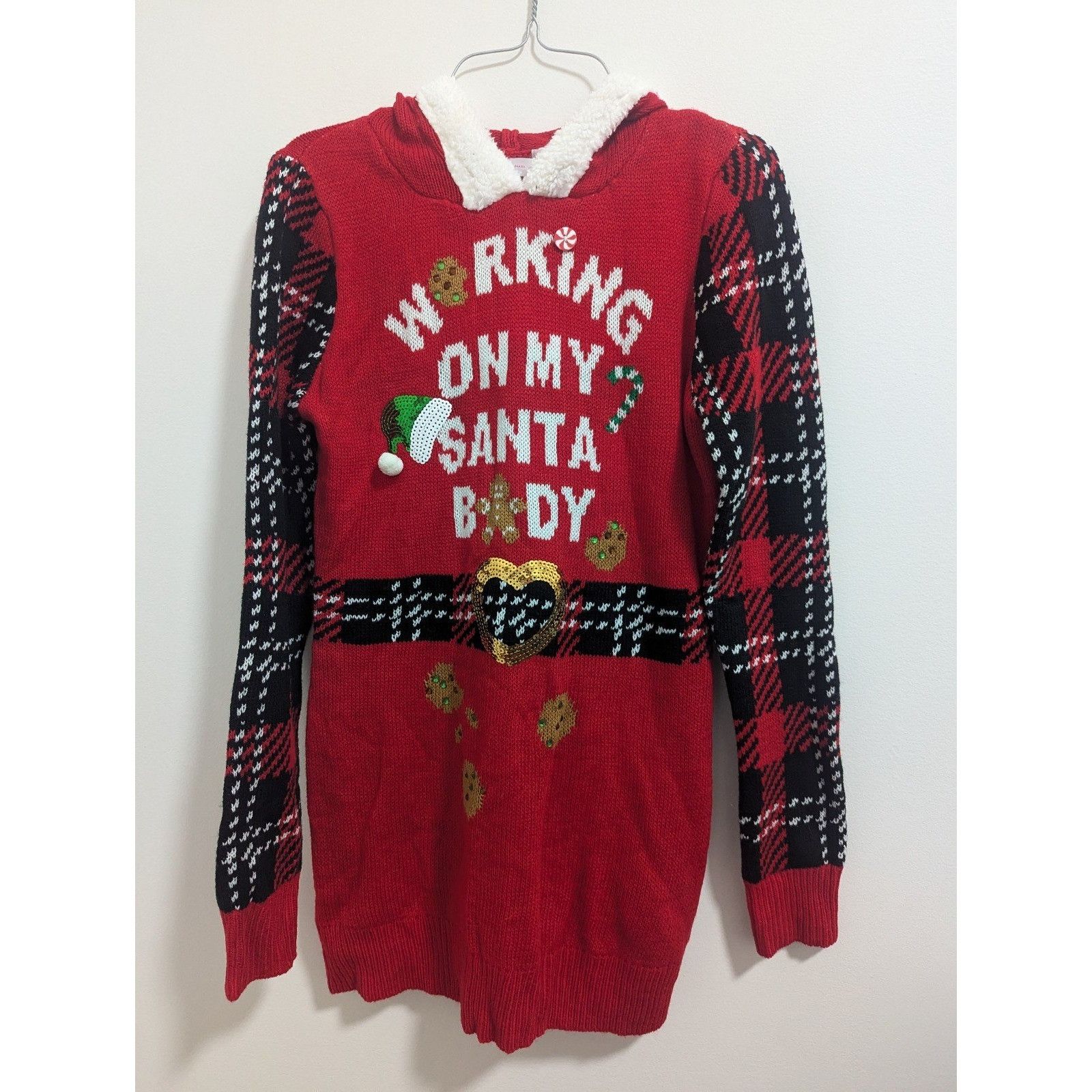 Other Junior M 7-9 Womens Working On My Santa Body Red Hoodie Chri Size M / US 6-8 / IT 42-44 - 1 Thumbnail