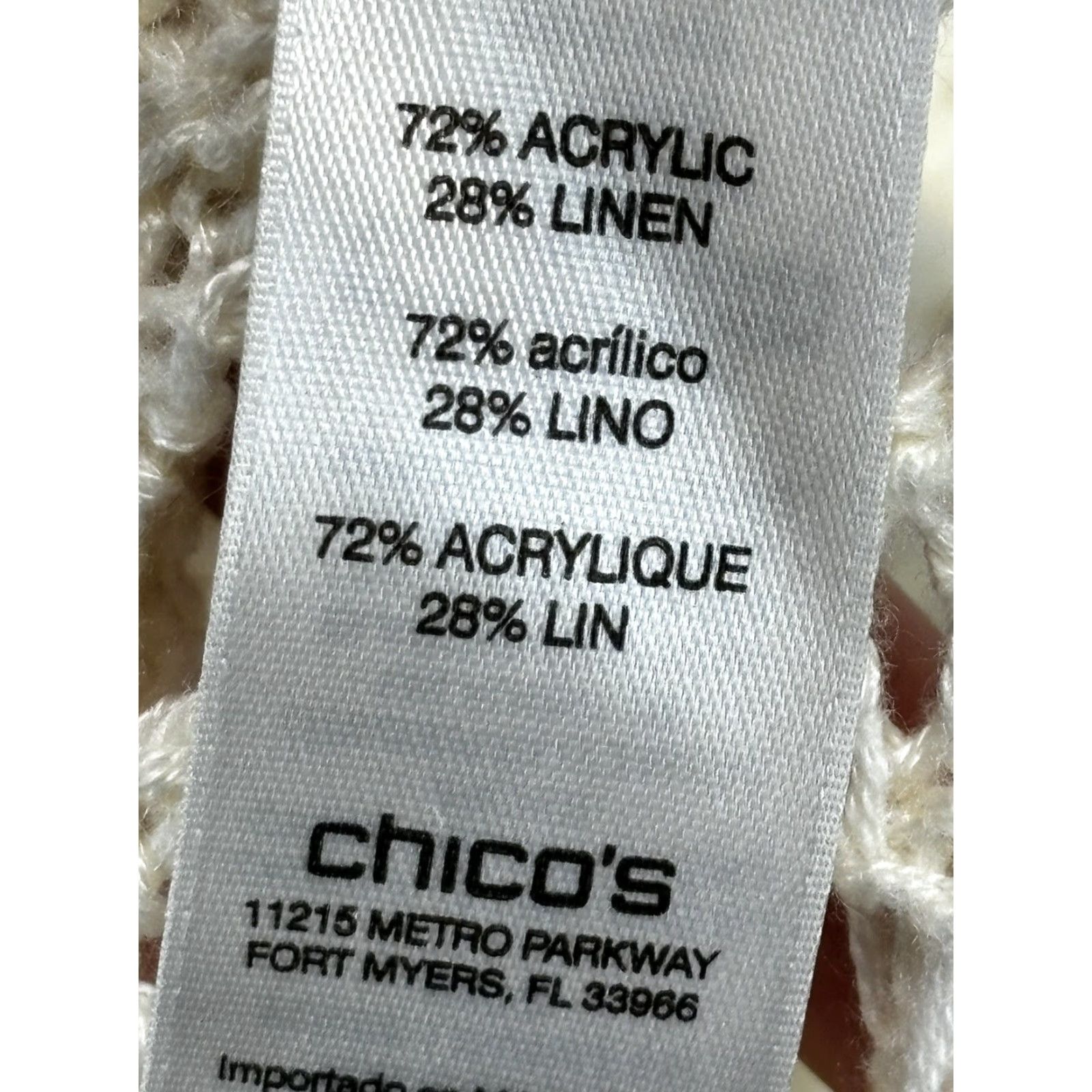 Vintage Chicos Sweater Shirt Open Knit Pullover 3/4 Sleeve M Womens Ivory Cream Knit Festival Y2K Crochet Size M / US 6-8 / IT 42-44 - 7 Thumbnail