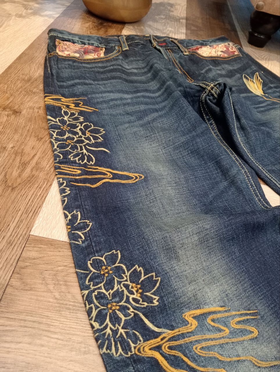 Eternal ETERNAL JAPAN SUKAJAN SUGOI FISH EMBROIDERY BLUE DENIM PANTS Size US 34 / EU 50 - 6 Thumbnail