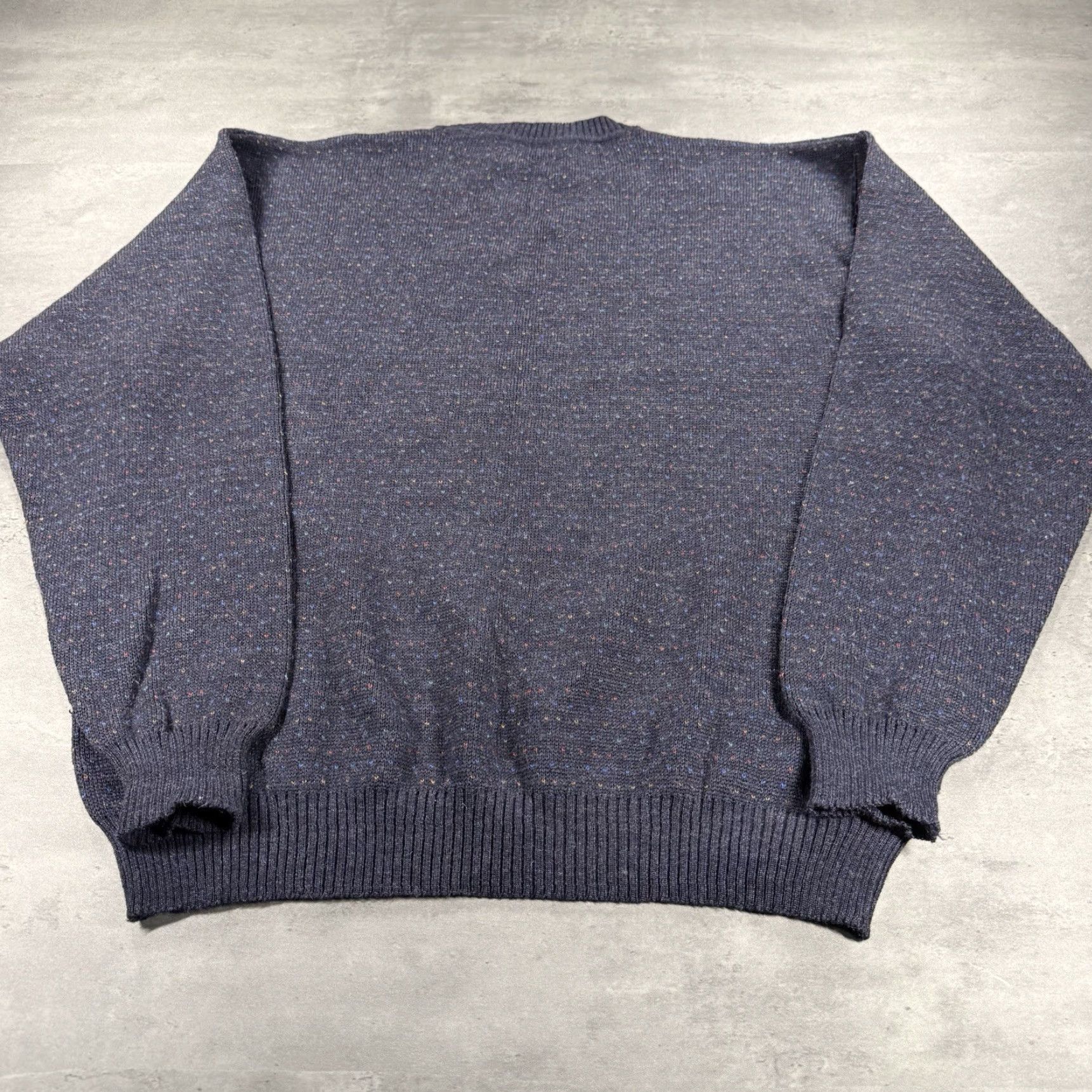 Vintage VINTAGE Woolmark Sweater Mens XL Navy Blue Polka Dot Rainbow 80s Preppy Minimal Size US XL / EU 56 / 4 - 4 Thumbnail