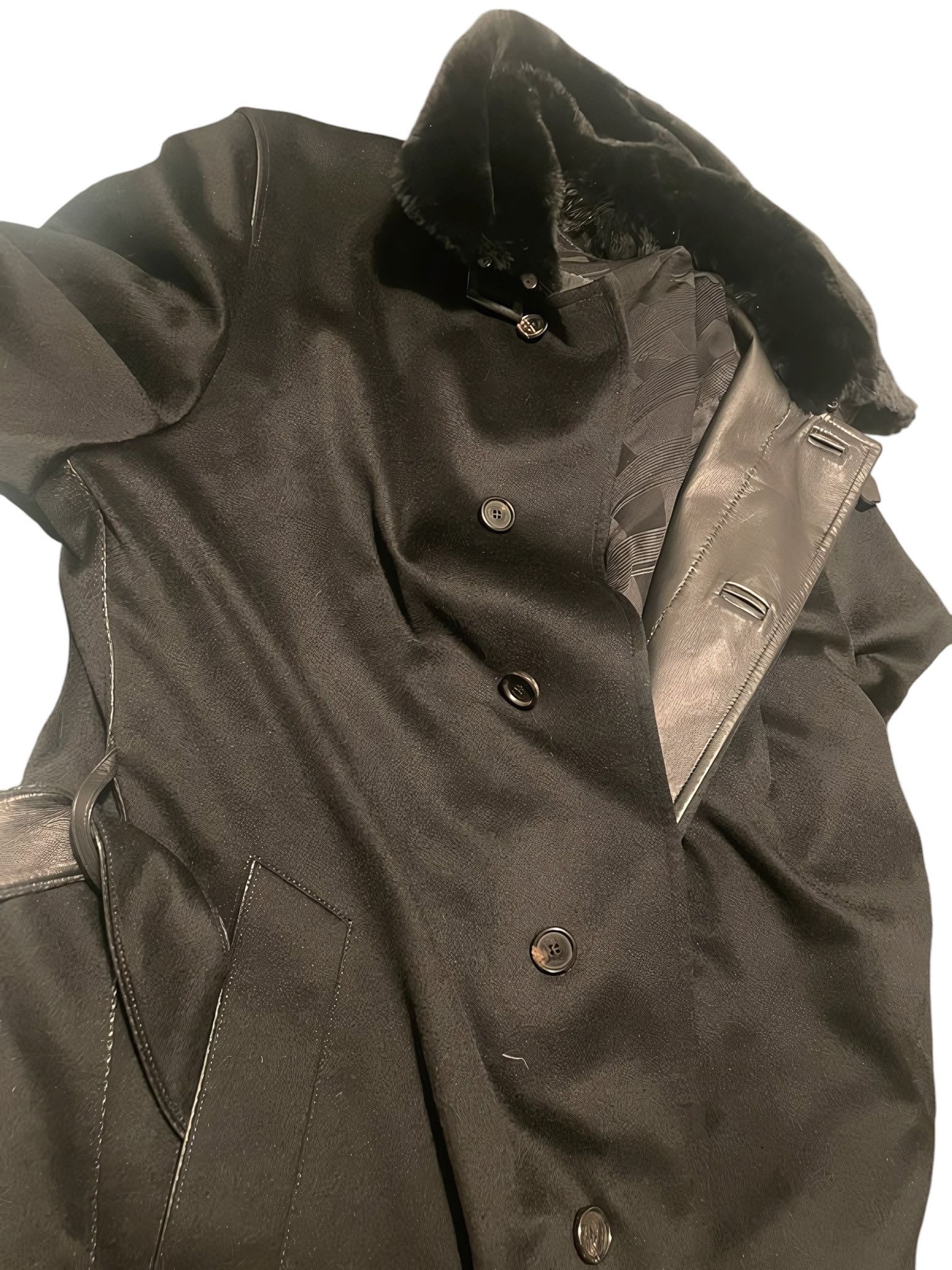 Brioni FUR COLLAR CASHMERE BELTED TRENCH COAT Size US L / EU 52-54 / 3 - 4 Thumbnail