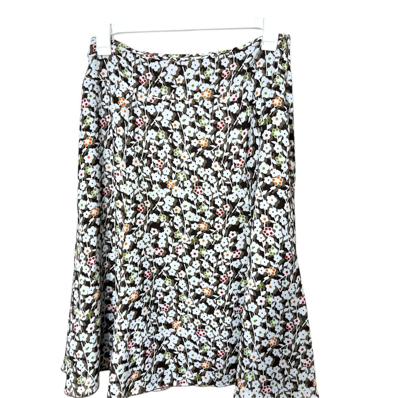Other Christopher & Banks Y2K Brown Floral Print Midi Skirt Size 10 Size 32" / US 10 / IT 46 - 2 Thumbnail