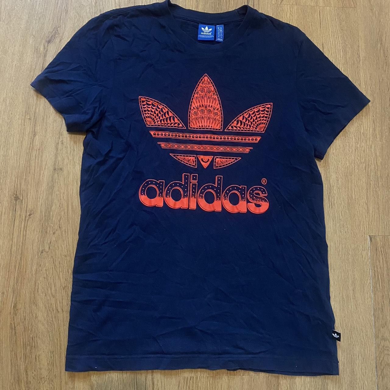 Adidas Adidas navy and orange t-shirt Classic Vintage Logo Size US M / EU 48-50 / 2 - 1 Thumbnail