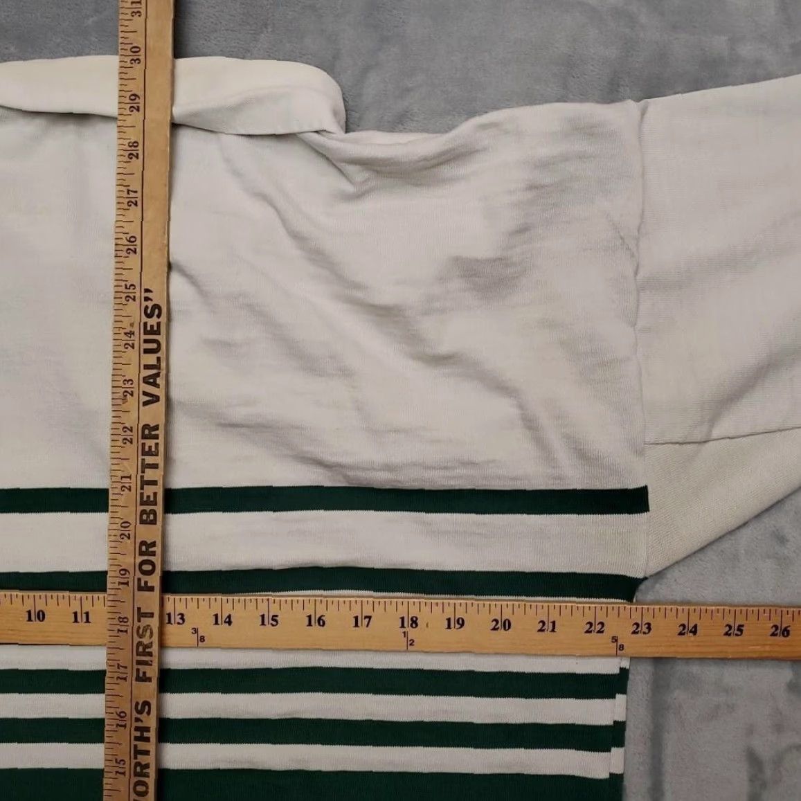 Vintage VINTAGE Peerless Gangrenes Rugby Shirt Mens Large Green Striped 80s Australia Old Boys Polo Jersey Long Sleeve Collar Mens Size US M / EU 48-50 / 2 - 7 Thumbnail