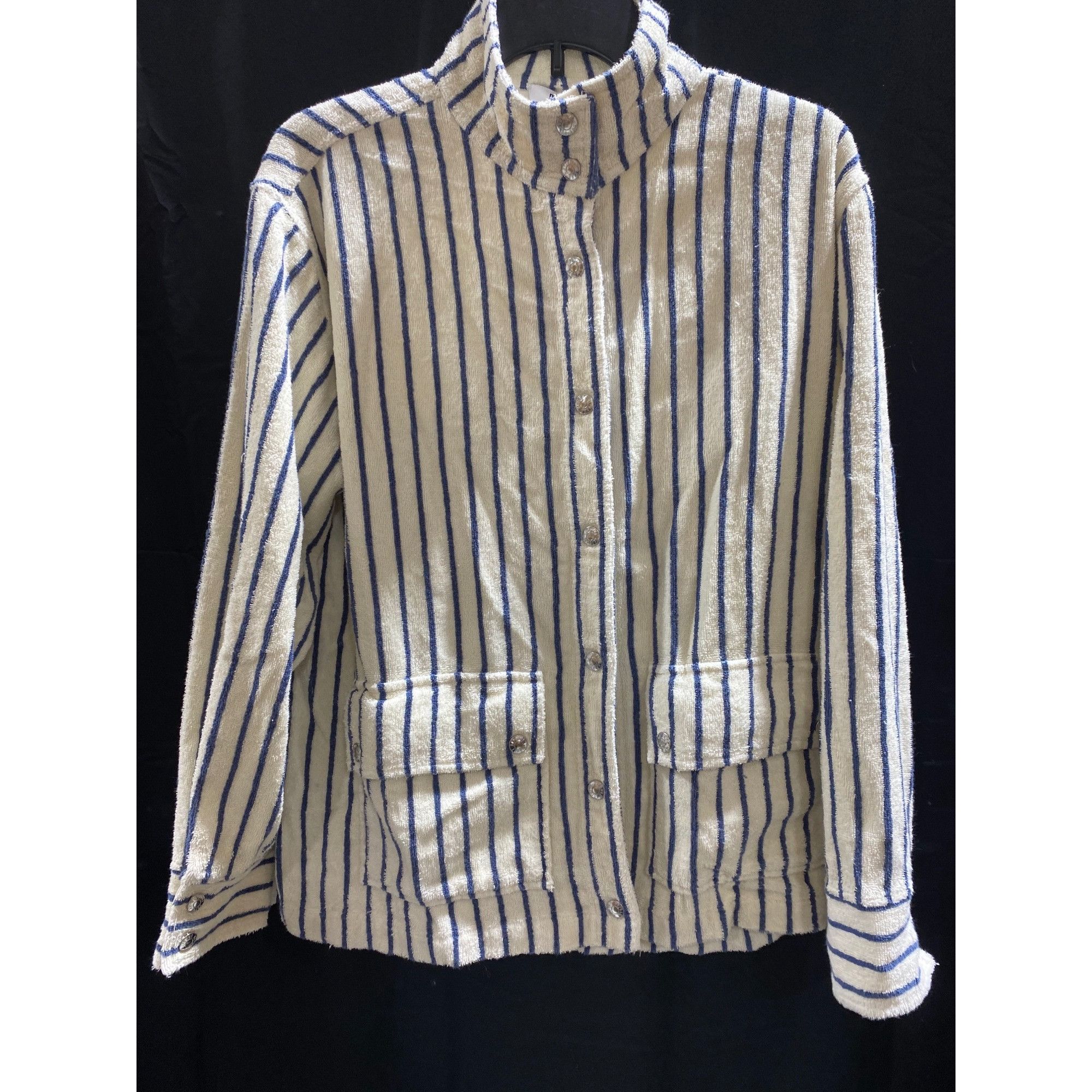 image of Redone NWT Re/done 90's Terry Cloth Jacket Small in White/Blue, Women's