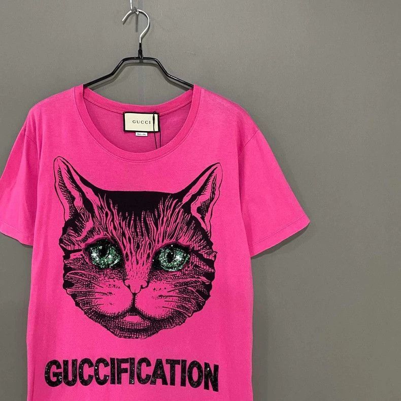 Gucci Pink Cat GUCCI Short Sleeve TShirt-2505 Size S / US 4 / IT 40 - 3 Thumbnail